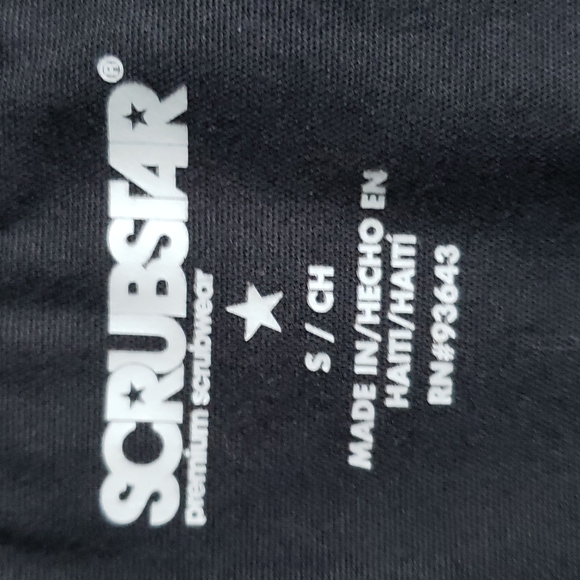 Scrubstar Premium Short Sleeve Black V-Neck Medical Scrub Top Unisex Size Small - Picture 3 of 9